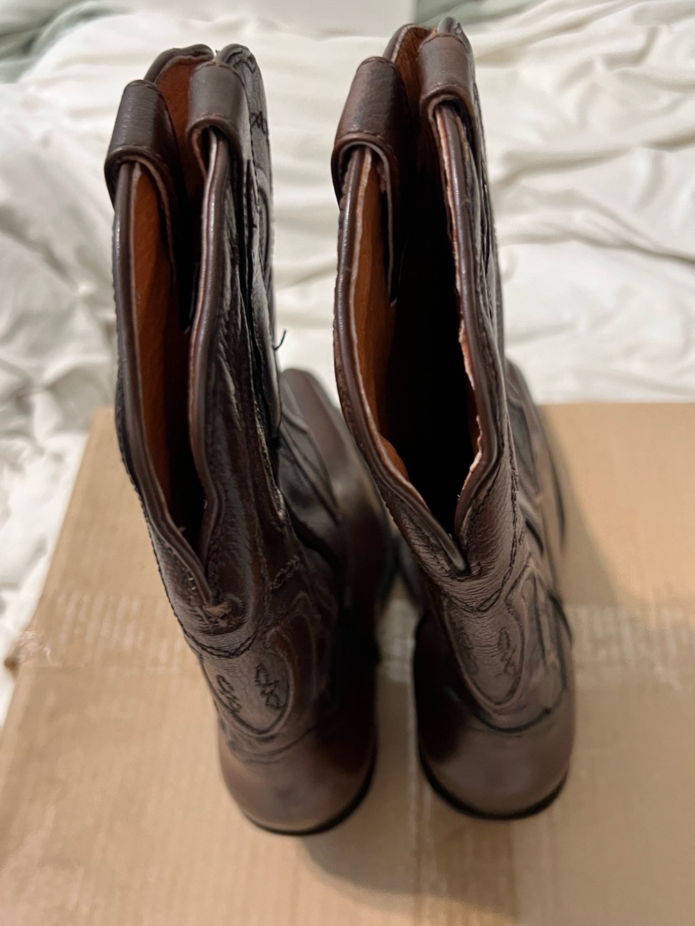 Dan Post 11” Mataya Style DP4323 Brown Leather Western Heeled Cowboy Boots - Picture 7 of 13